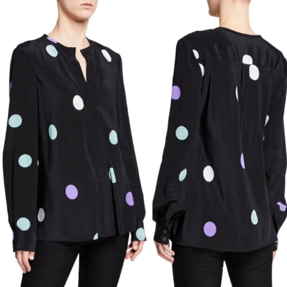 Derek Lam 10 Crosby Polka-Dot Long-Sleeve Blouse 17719